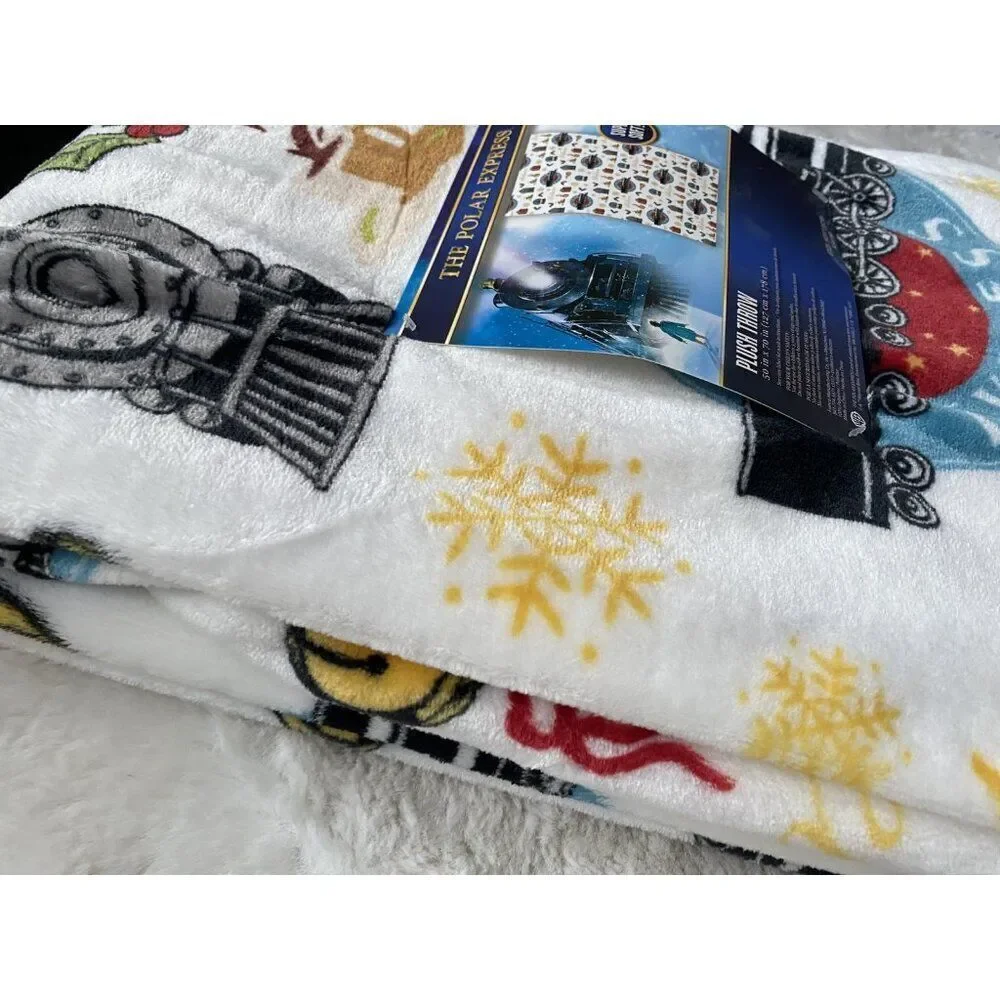 The Polar Express Icons 50 X 70”‎ Soft Plush Throw Blanket Christmas Holiday NEW